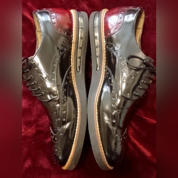 Nobrand Polished Leather Black/Burgundy Brogue Wingtips Sz 41 ( 8.5 M, 10 WO) - Picture 6 of 13